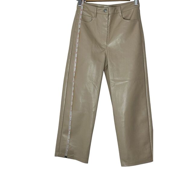 Aritzia Wilfred Pants Women's  Size 4 Leather Straight Leg‎ High Waist Soft Tan - Picture 3 of 5
